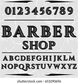 barber shop font script handcrafted vector
