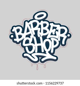 Barber shop. Graffiti tag in black over white, and white over black. Vector illustration Eps 10