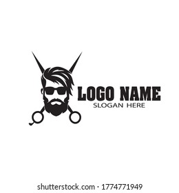 Barber shop graphic trendy logo design for company.