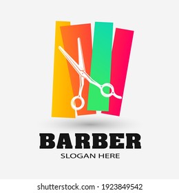 Barber shop graphic trendy logo design for company.