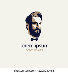barber shop hair and beard style logo vector, barber emblem, saloon logo icon