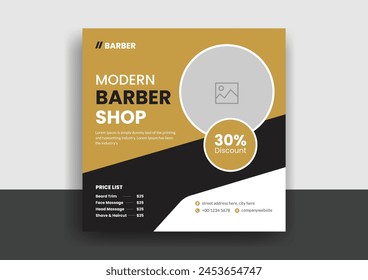 Barber shop hair salon social media post template. beauty spa business web banner design