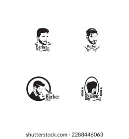 Barber Shop Hair Style Silhouette Vector Template  