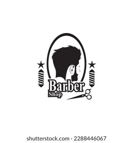 Barber Shop Hair Style Silhouette Vector Template  