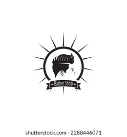 Barber Shop Hair Style Silhouette Vector Template  
