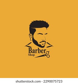 Barber Shop Hair Style Silhouette Vector Template  