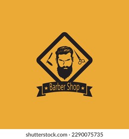 Barber Shop Hair Style Silhouette Vector Template  