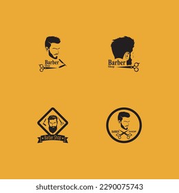 Barber Shop Hair Style Silhouette Vector Template  
