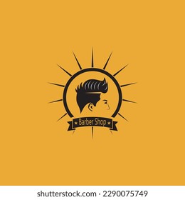 Barber Shop Hair Style Silhouette Vector Template  
