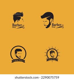 Barber Shop Hair Style Silhouette Vector Template  