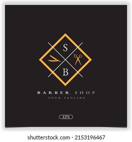 barber shop haircut and shave logo premium elegant template vector eps 10