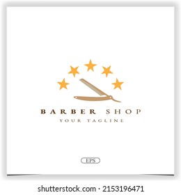 barber shop haircut and shave logo premium elegant template vector eps 10