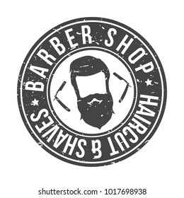 Barber Shop Haircut & Shaves Badge Logo.