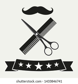 Barber shop haircut and shaving. Emblem hairdresser salon