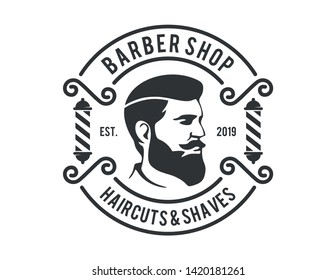 Barber Shop Haircuts & Shaves Logo