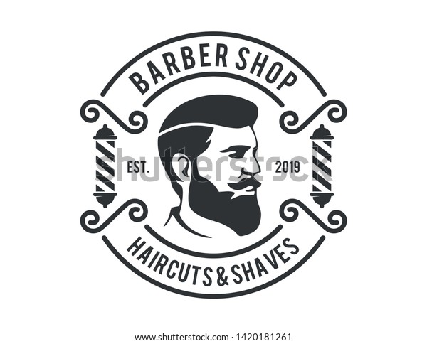 Barber Shop Haircuts Shaves Logo Stock Vector Royalty Free
