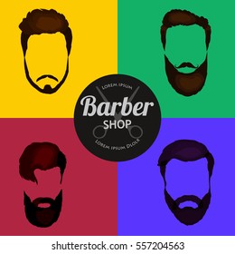 Barber Shop or Hairdresser background set with hairdressing scissors, shaving brush, razor, comb for man salon vector illustration