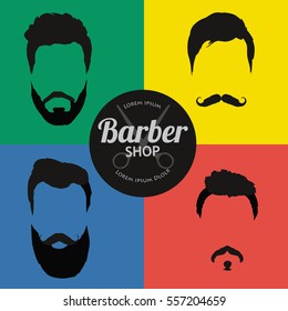 Barber Shop or Hairdresser background set with hairdressing scissors, shaving brush, razor, comb for man salon vector illustration
