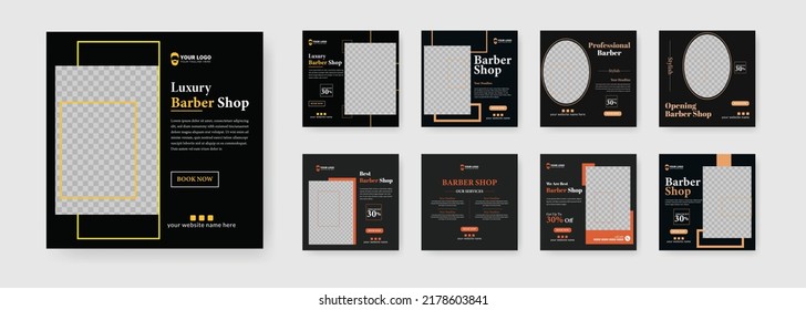 barber shop hairdresser cutting instagram social media post. editable beauty spa business web banner design template 