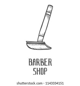 Barber Shop hand drawn, cartoon, sketch illustration of safety razor