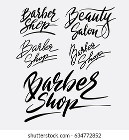 Barber shop hand written typography. Good use for logotype, symbol, cover label, product, brand, poster title or any graphic design you want. Easy to use or change color 