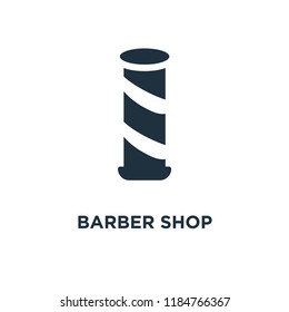 Barber Shop icon. Black filled vector illustration. Barber Shop symbol on white background. Can be used in web and mobile.