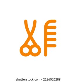 Barber shop icon design. Minimal style barber shop scissor comb illustration. Vector design template