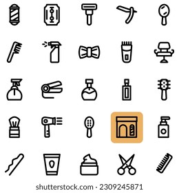 Barber shop icon elements collection