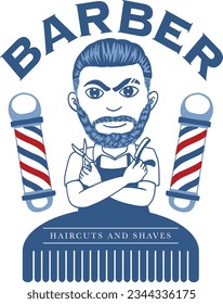 Barber Shop Icon emblem, Vector Illustration