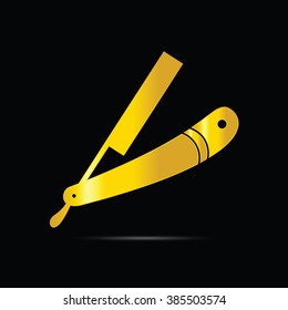 barber shop icon illustration in gold color