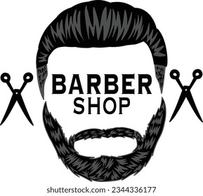 Barber Shop Icon Label, Vector Illustration