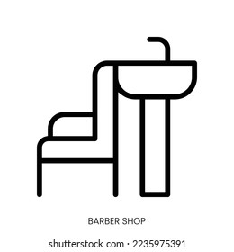 barber shop icon. Line Art Style Design Isolated On White Background