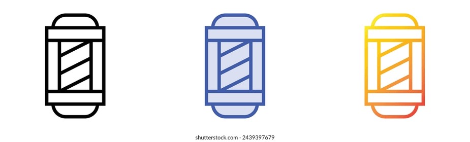 icono de barbería. Diseño de estilo de relleno lineal, azul y degradado aislado sobre fondo blanco