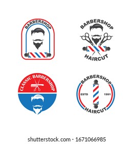 barber shop icon logo vector icon template set