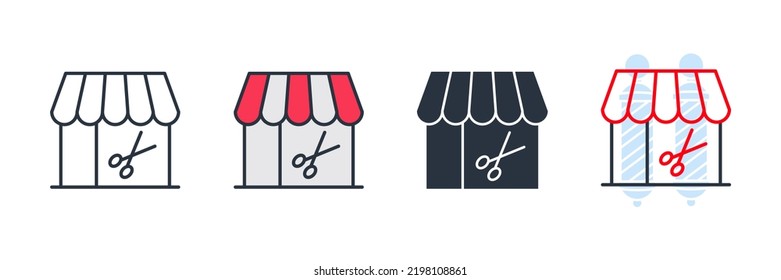 barber shop icon logo vector illustration. store in scissor symbol template for graphic and web design collection
