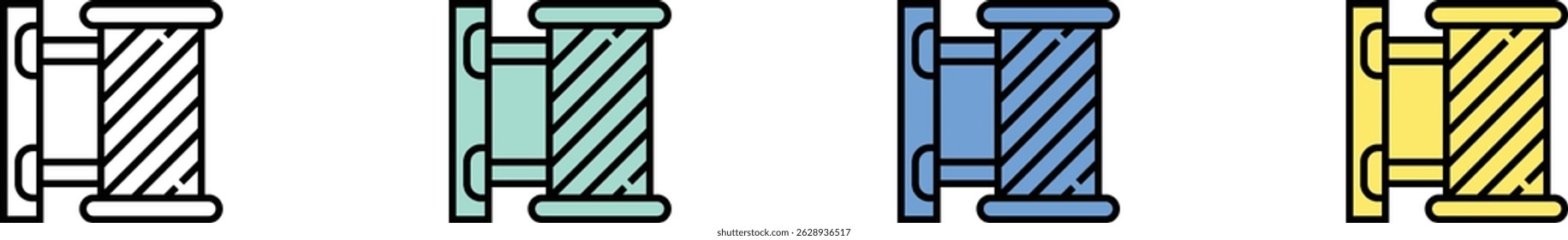 barber shop icon. Outline, Green, Blue and Yellow Style Design Isolated On White Background
