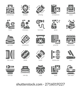 Barber Shop Icon pack for your website, mobile, presentation, and logo design. Barber Shop Icon solid design. Vector graphics illustration and editable stroke.