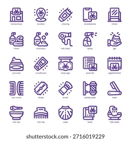 Barber Shop Icon pack for your website, mobile, presentation, and logo design. Barber Shop Icon line basic color design. Vector graphics illustration and editable stroke.