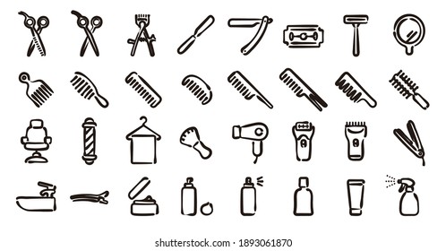 Barber Shop Icon Set (Hand draw version)