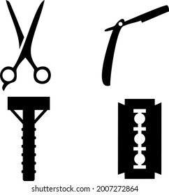 Barber shop icon set logo design