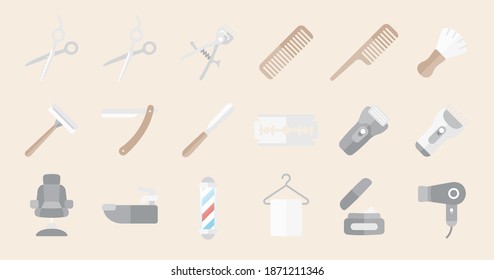 Barber shop icon set (Simple flat vector for illustrations or graphics)