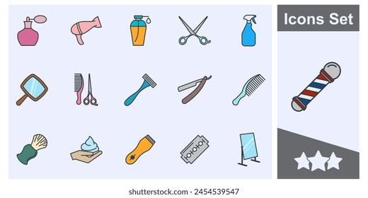 Barber shop icon set symbol collection, logo isolated vector illustration