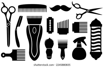 barber shop icon silhouette isolated on white background