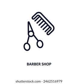 barber shop icon. Thin line barber shop icon from beauty and elegance collection. Outline vector isolated on white background. Editable barber shop symbol can be used web and mobile