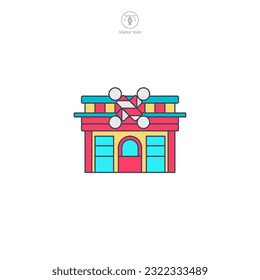 Barber Shop icon vector depicts a stylized grooming establishment, signifying hairstyling, grooming, men's care, fashion, and personal services
