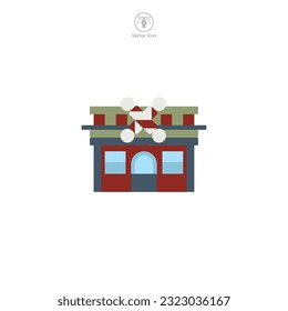 Barber Shop icon vector depicts a stylized grooming establishment, signifying hairstyling, grooming, men's care, fashion, and personal services