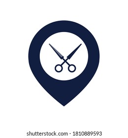 Barber shop icon vector illustration. Isolated flat icon in trendy style.