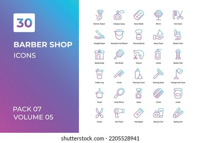 Barber Shop icons collection. Set vector line with elements for mobile concepts and web apps. Collection modern icons.