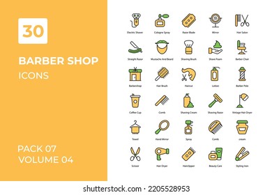 Barber Shop icons collection. Set vector line with elements for mobile concepts and web apps. Collection modern icons.