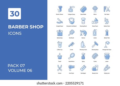 Barber Shop icons collection. Set vector line with elements for mobile concepts and web apps. Collection modern icons.